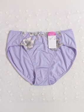 US-M/JP-LL Japanese Brand Classic Floral Embroidery Smooth Nylon Panties NWT
